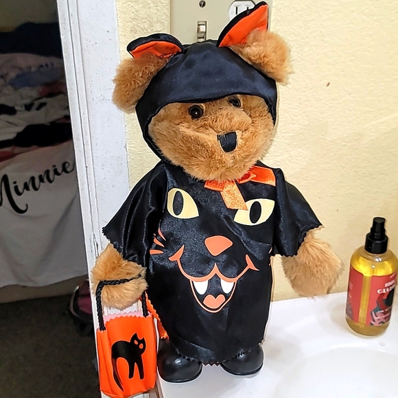 Dan Dee vintage teddy bear dress as a cat Halloween Statue spooky decor 🐈‍⬛ - Picture 1 of 5